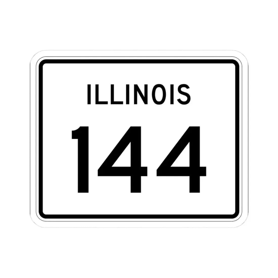 Illinois 144 (Illinois) (Road Sign) STICKER Vinyl Kiss-Cut Decal 3 Inch White - The Sticker Space