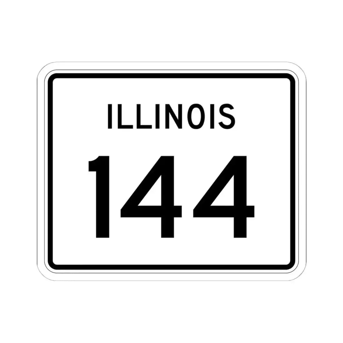 Illinois 144 (Illinois) (Road Sign) STICKER Vinyl Kiss-Cut Decal 6 Inch White - The Sticker Space