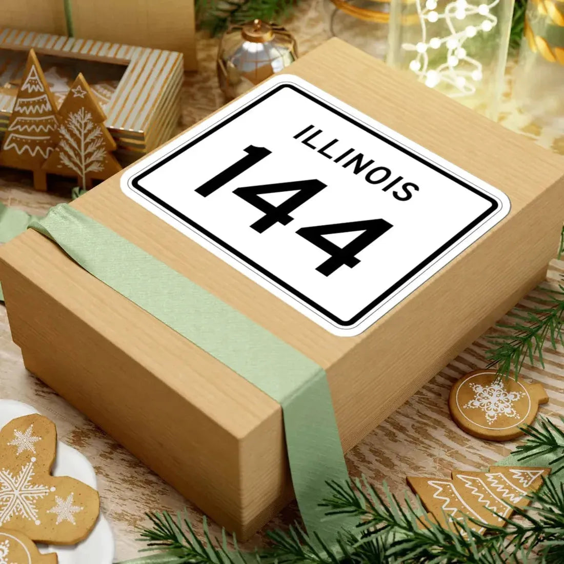 Illinois 144 (Illinois) (Road Sign) STICKER Vinyl Kiss-Cut Decal - The Sticker Space