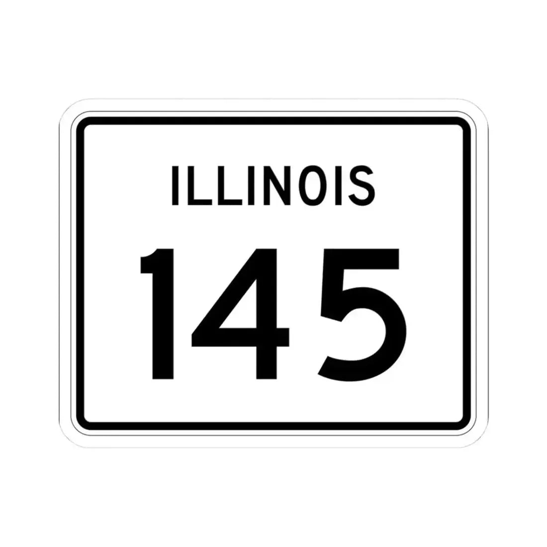 Illinois 145 (Illinois) (Road Sign) STICKER Vinyl Kiss-Cut Decal 3 Inch White - The Sticker Space