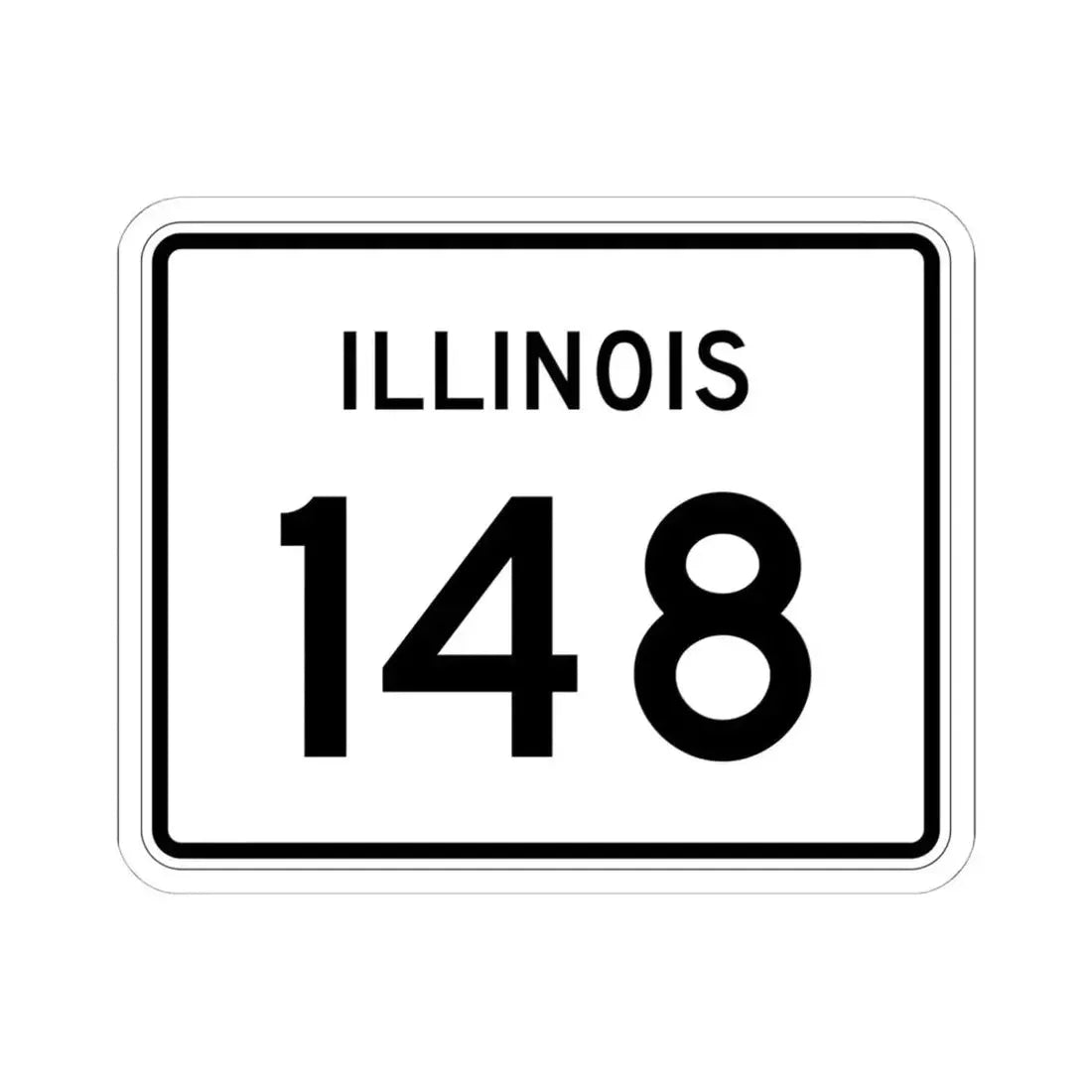 Illinois 148 (Illinois) (Road Sign) STICKER Vinyl Kiss-Cut Decal 6 Inch White - The Sticker Space
