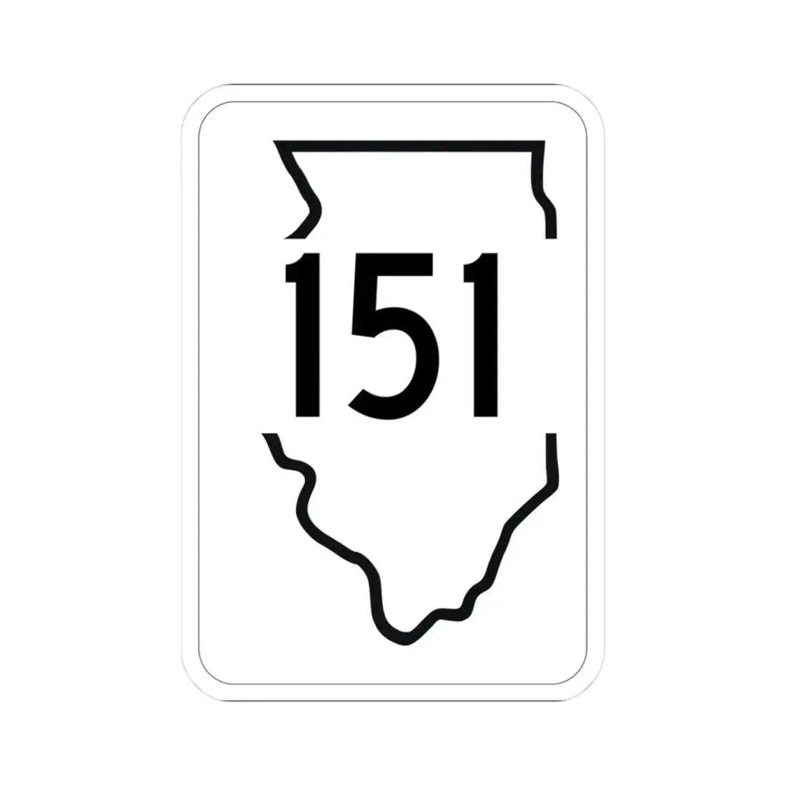 Illinois 151 1950 (Illinois) (Road Sign) STICKER Vinyl Kiss-Cut Decal 3 Inch White - The Sticker Space
