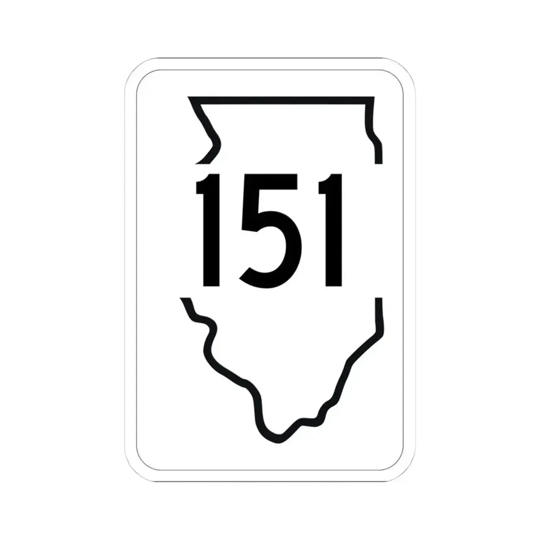Illinois 151 1950 (Illinois) (Road Sign) STICKER Vinyl Kiss-Cut Decal 4 Inch White - The Sticker Space