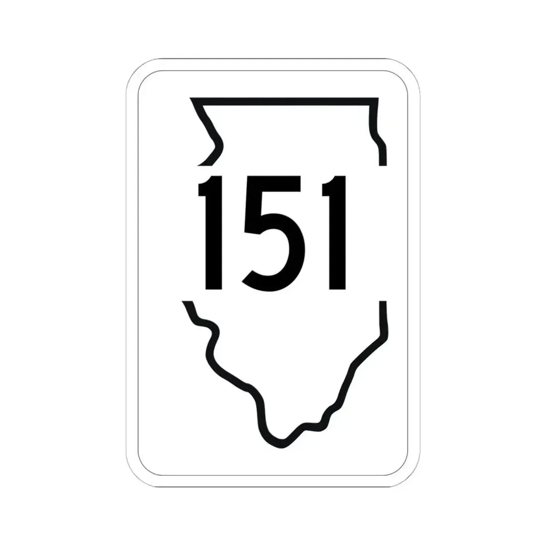 Illinois 151 1950 (Illinois) (Road Sign) STICKER Vinyl Kiss-Cut Decal 6 Inch White - The Sticker Space