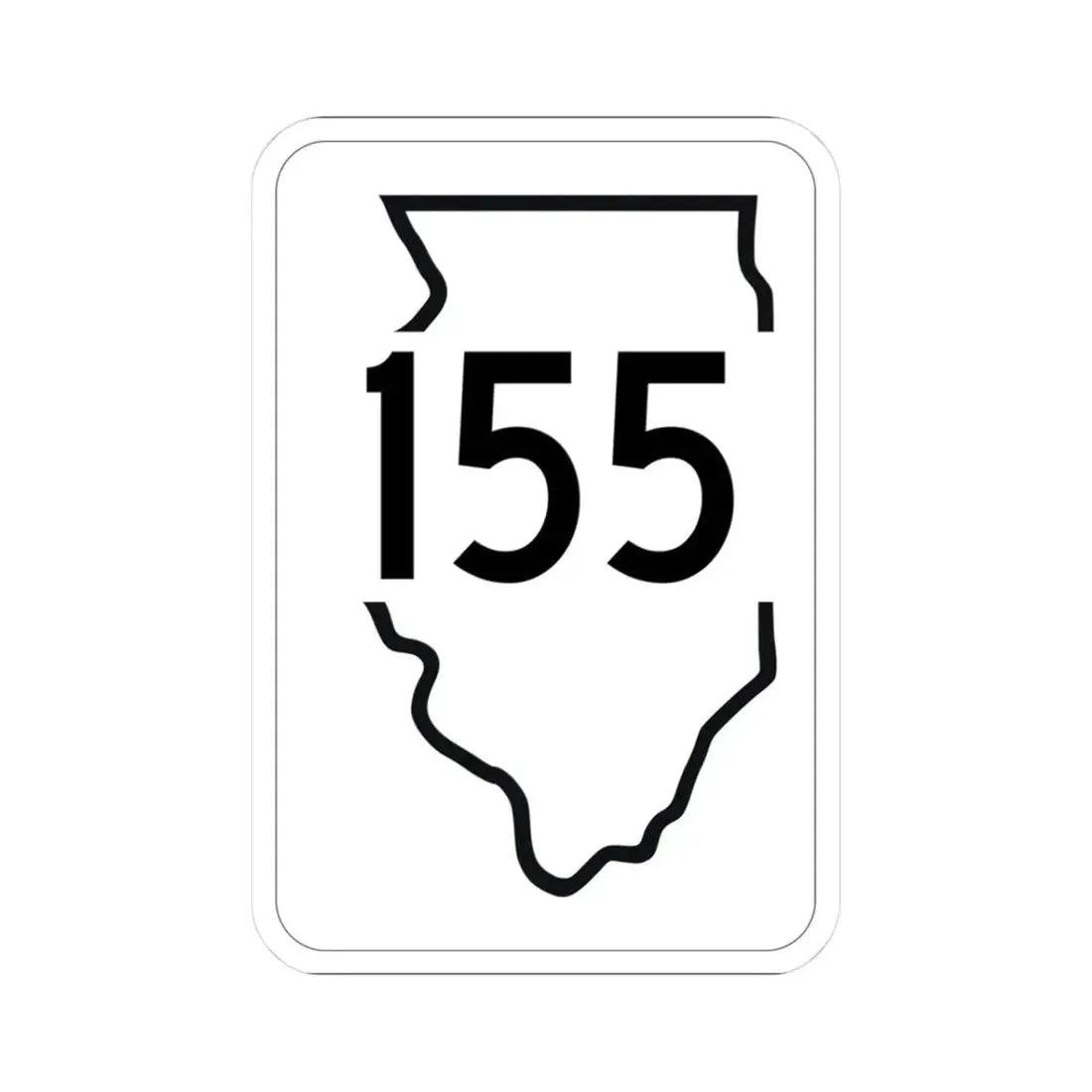 Illinois 155 1950 (Illinois) (Road Sign) STICKER Vinyl Kiss-Cut Decal 3 Inch White - The Sticker Space