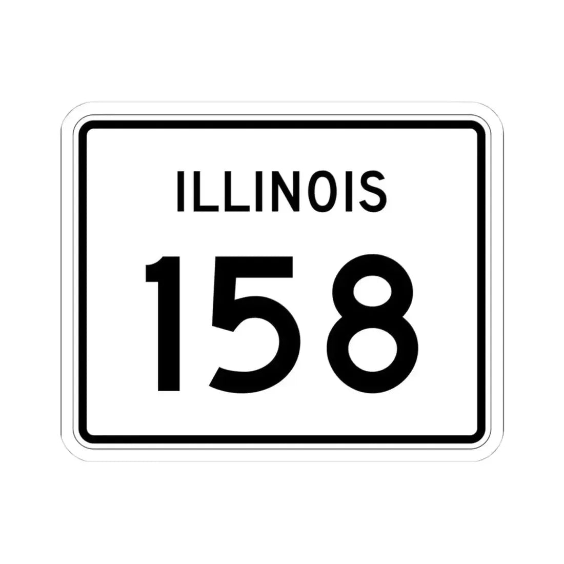 Illinois 158 (Illinois) (Road Sign) STICKER Vinyl Kiss-Cut Decal 4 Inch White - The Sticker Space