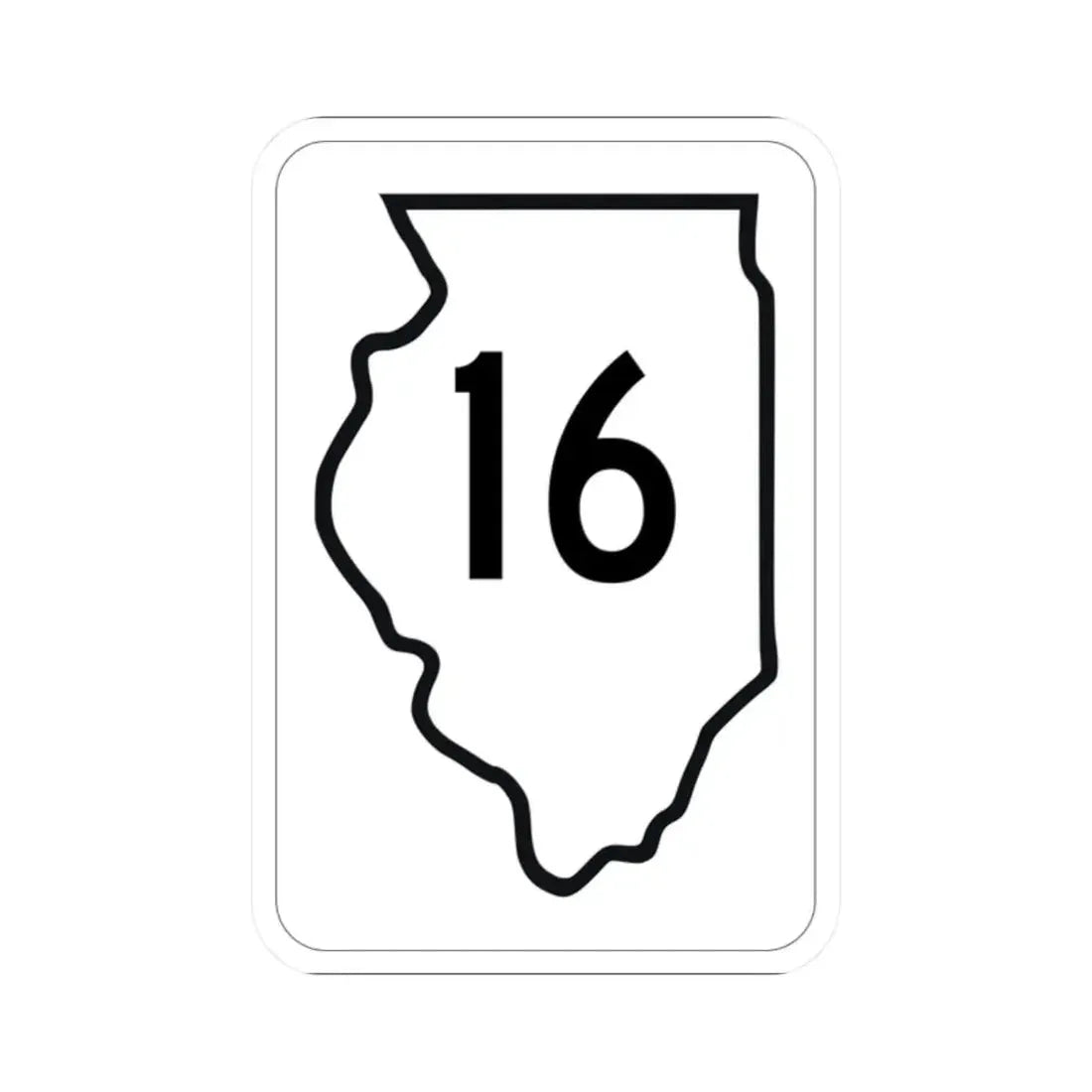 Illinois 16 1950 (Illinois) (Road Sign) STICKER Vinyl Kiss-Cut Decal 2 Inch White - The Sticker Space