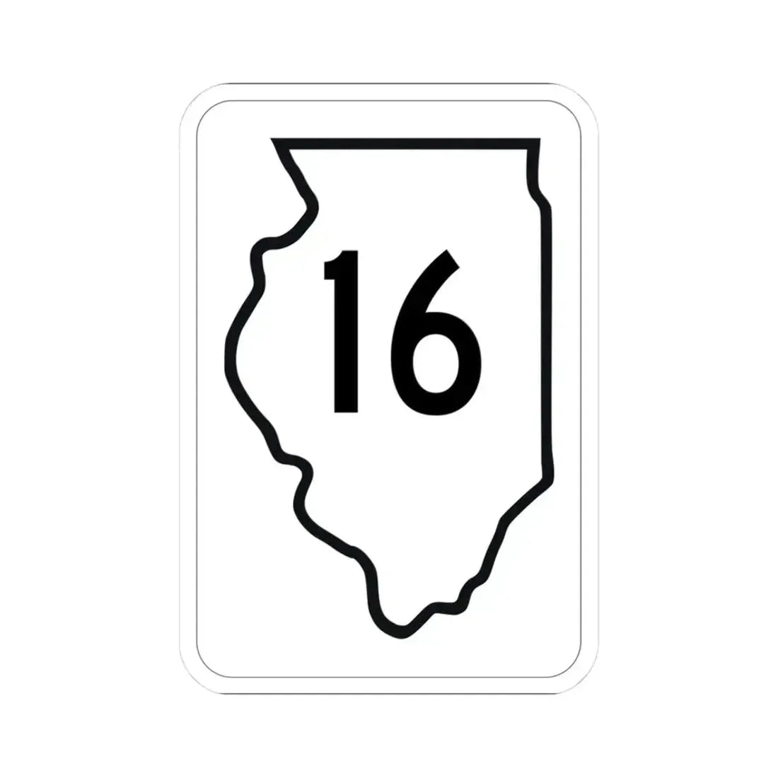 Illinois 16 1950 (Illinois) (Road Sign) STICKER Vinyl Kiss-Cut Decal 3 Inch White - The Sticker Space