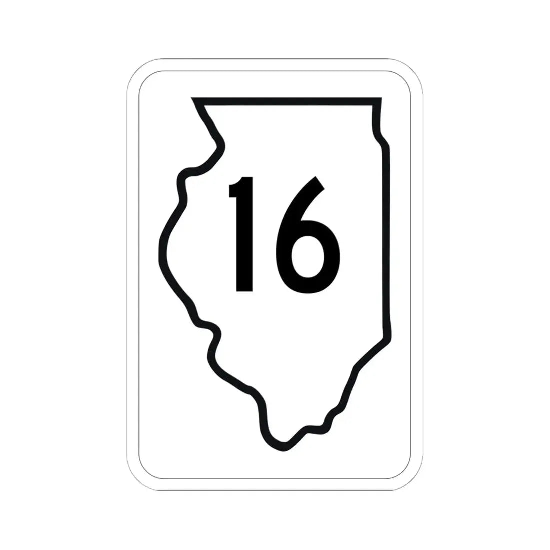 Illinois 16 1950 (Illinois) (Road Sign) STICKER Vinyl Kiss-Cut Decal 6 Inch White - The Sticker Space