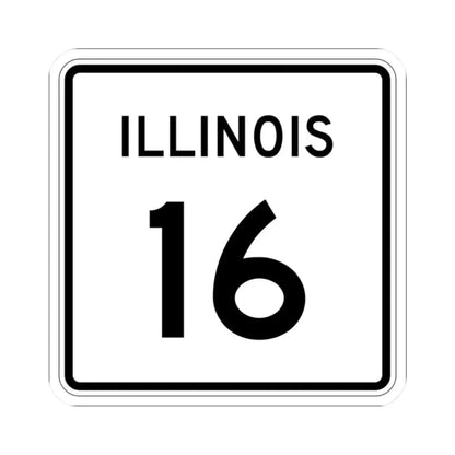 Illinois 16 (Illinois) (Road Sign) STICKER Vinyl Kiss-Cut Decal 2 Inch White - The Sticker Space