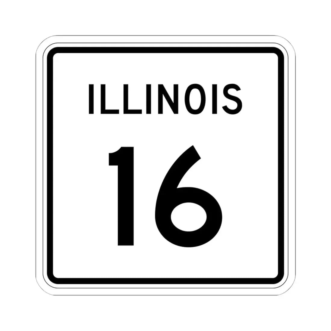 Illinois 16 (Illinois) (Road Sign) STICKER Vinyl Kiss-Cut Decal 6 Inch White - The Sticker Space