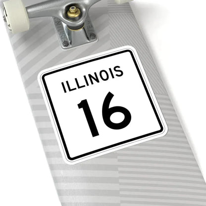 Illinois 16 (Illinois) (Road Sign) STICKER Vinyl Kiss-Cut Decal - The Sticker Space