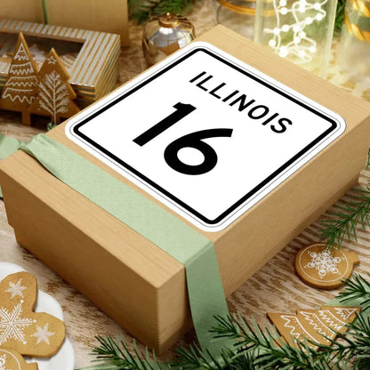 Illinois 16 (Illinois) (Road Sign) STICKER Vinyl Kiss-Cut Decal - The Sticker Space