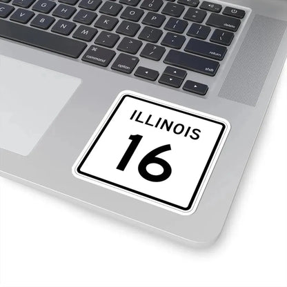 Illinois 16 (Illinois) (Road Sign) STICKER Vinyl Kiss-Cut Decal - The Sticker Space