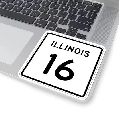 Illinois 16 (Illinois) (Road Sign) STICKER Vinyl Kiss-Cut Decal - The Sticker Space