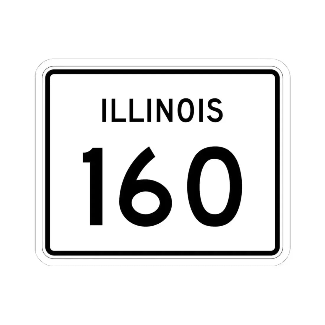 Illinois 160 (Illinois) (Road Sign) STICKER Vinyl Kiss-Cut Decal 4 Inch White - The Sticker Space