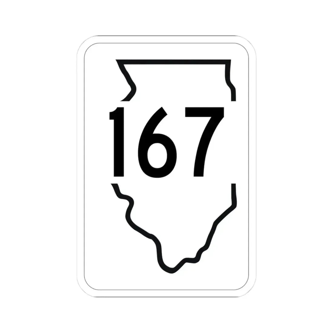 Illinois 167 1950 (Illinois) (Road Sign) STICKER Vinyl Kiss-Cut Decal 3 Inch White - The Sticker Space