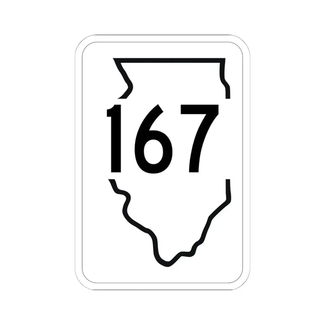 Illinois 167 1950 (Illinois) (Road Sign) STICKER Vinyl Kiss-Cut Decal 6 Inch White - The Sticker Space