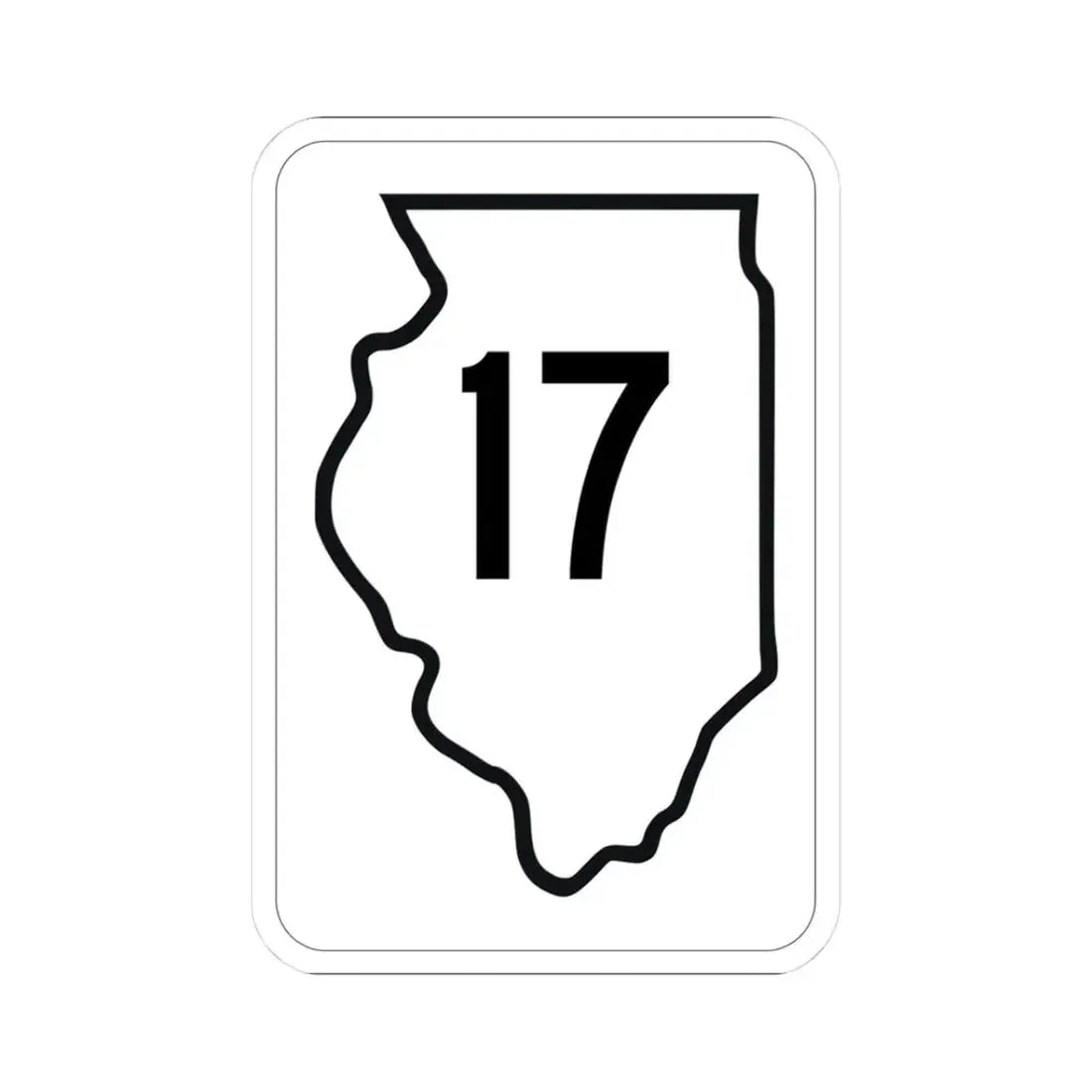 Illinois 17 1950 (Illinois) (Road Sign) STICKER Vinyl Kiss-Cut Decal 3 Inch White - The Sticker Space