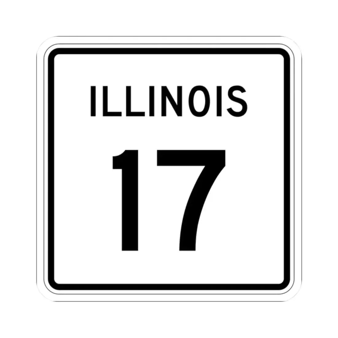 Illinois 17 (Illinois) (Road Sign) STICKER Vinyl Kiss-Cut Decal 2 Inch White - The Sticker Space