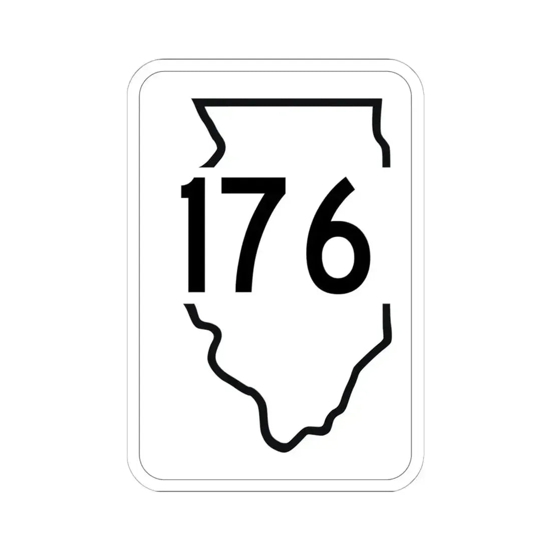 Illinois 176 1950 (Illinois) (Road Sign) STICKER Vinyl Kiss-Cut Decal 6 Inch White - The Sticker Space