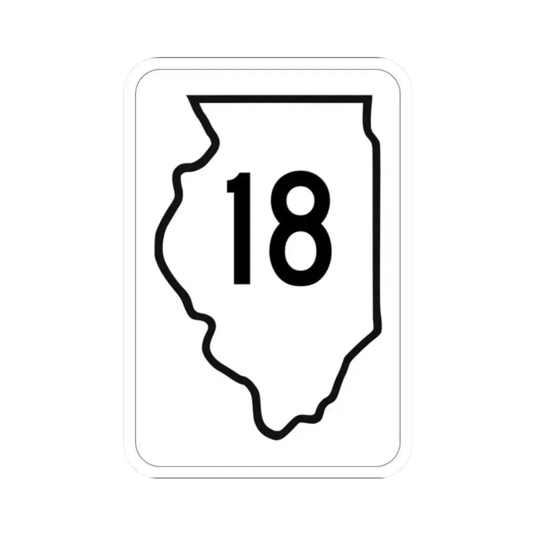 Illinois 18 1950 (Illinois) (Road Sign) STICKER Vinyl Kiss-Cut Decal 2 Inch White - The Sticker Space