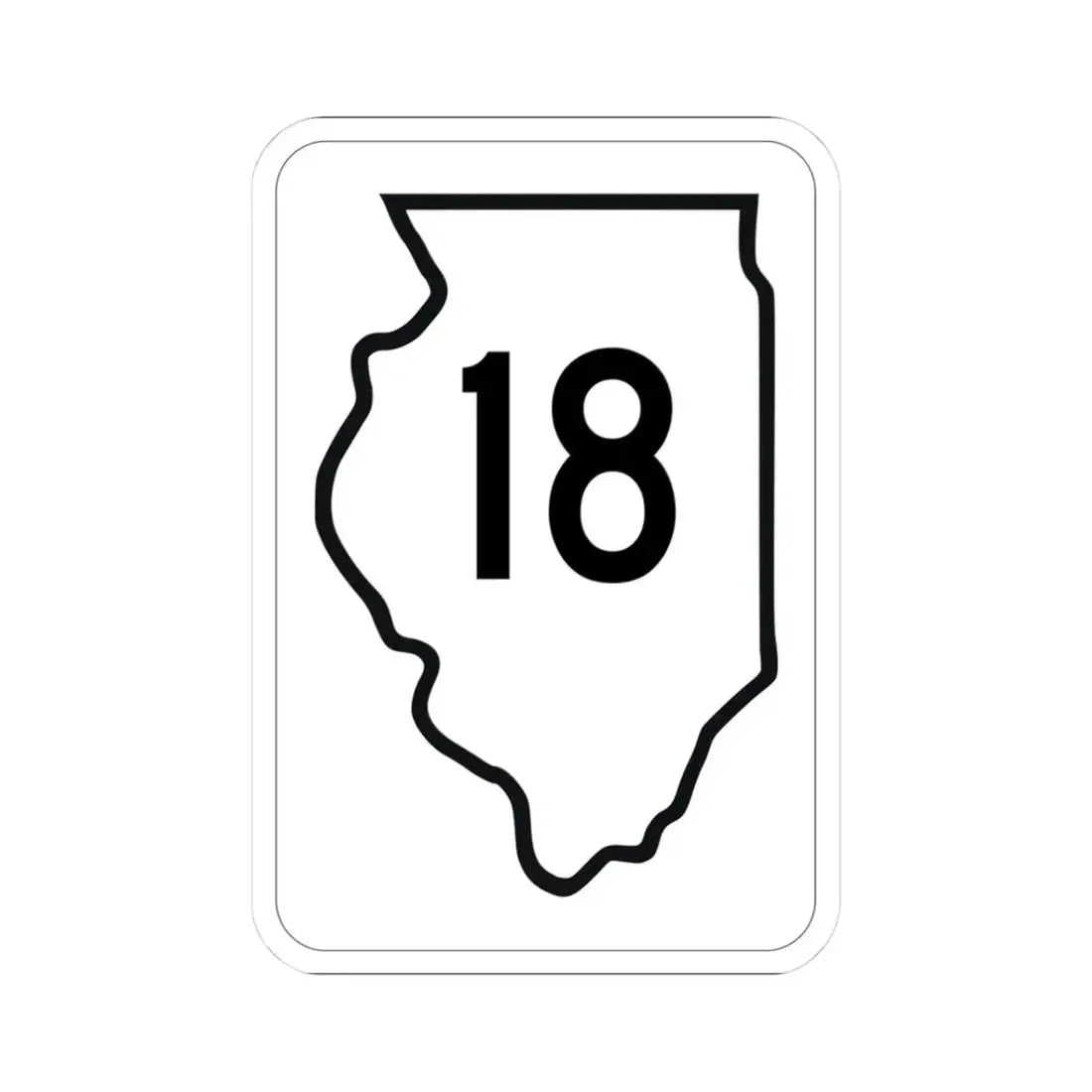 Illinois 18 1950 (Illinois) (Road Sign) STICKER Vinyl Kiss-Cut Decal 3 Inch White - The Sticker Space