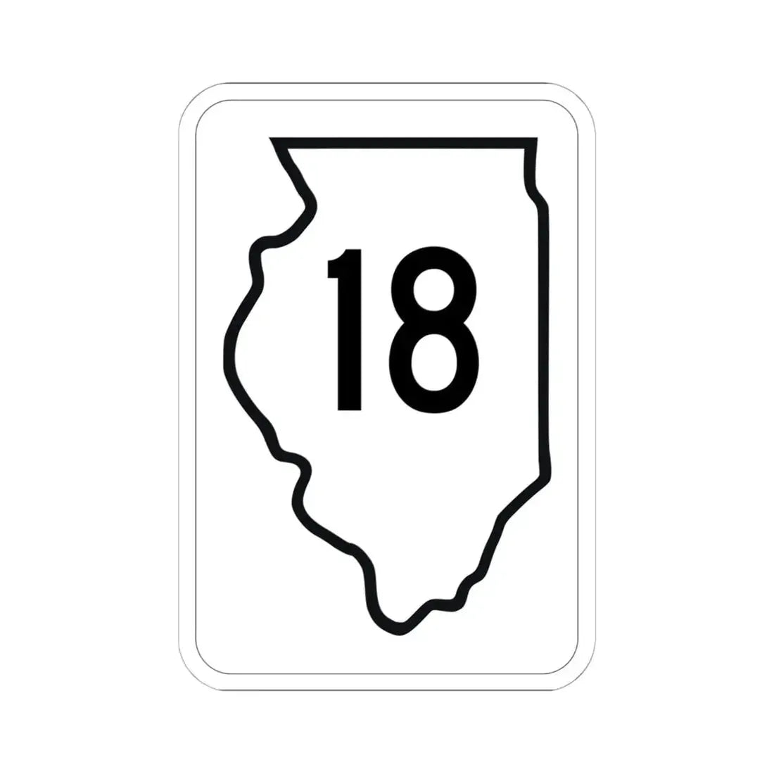 Illinois 18 1950 (Illinois) (Road Sign) STICKER Vinyl Kiss-Cut Decal 6 Inch White - The Sticker Space