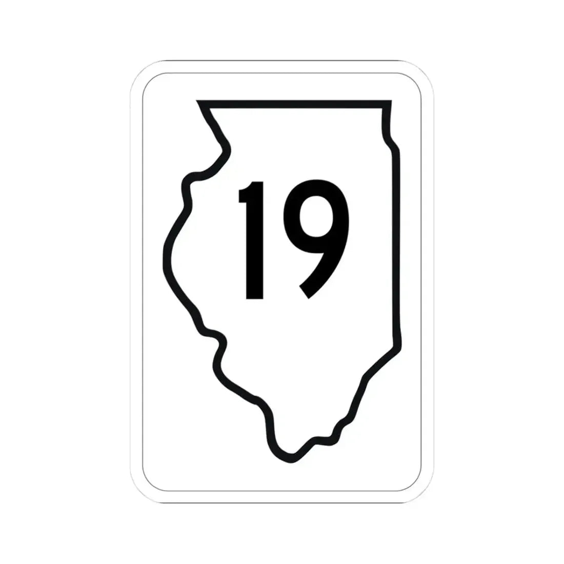 Illinois 19 1950 (Illinois) (Road Sign) STICKER Vinyl Kiss-Cut Decal 3 Inch White - The Sticker Space