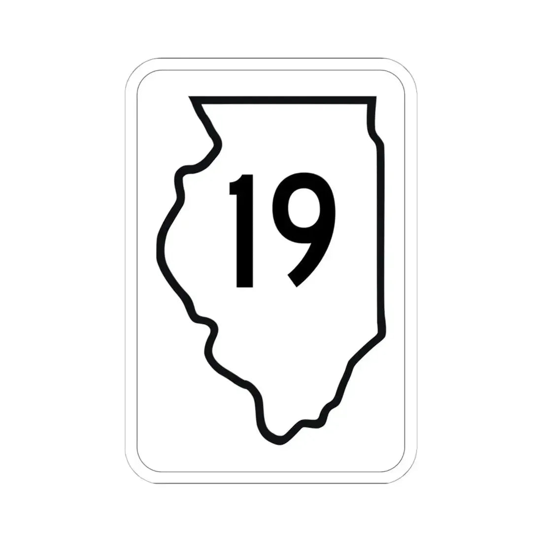 Illinois 19 1950 (Illinois) (Road Sign) STICKER Vinyl Kiss-Cut Decal 6 Inch White - The Sticker Space