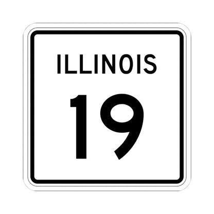 Illinois 19 (Illinois) (Road Sign) STICKER Vinyl Kiss-Cut Decal 4 Inch White - The Sticker Space