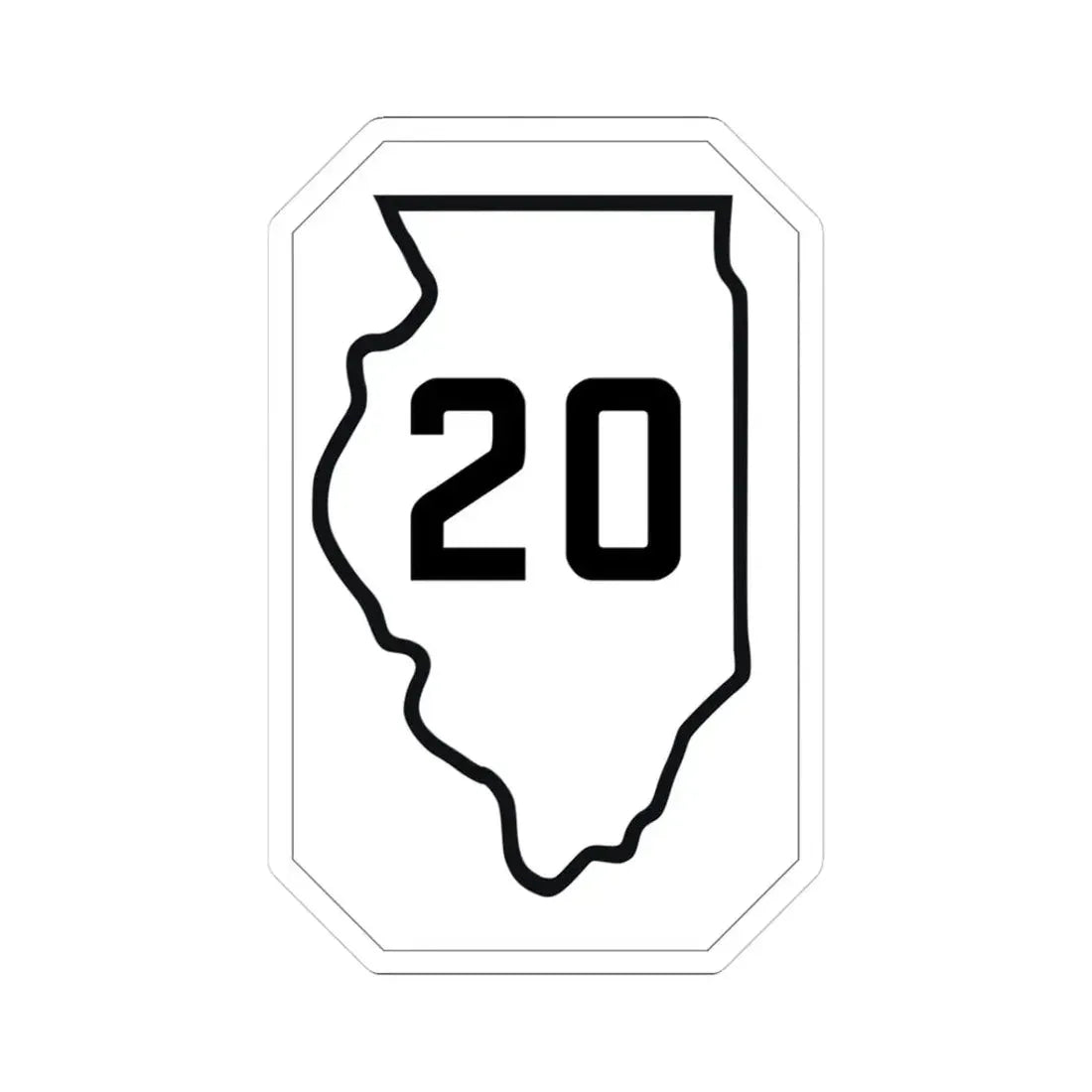 Illinois 20 1926 (Illinois) (Road Sign) STICKER Vinyl Kiss-Cut Decal 3 Inch White - The Sticker Space