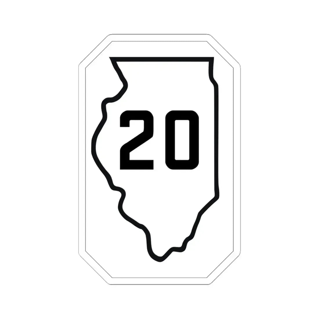 Illinois 20 1926 (Illinois) (Road Sign) STICKER Vinyl Kiss-Cut Decal 6 Inch White - The Sticker Space