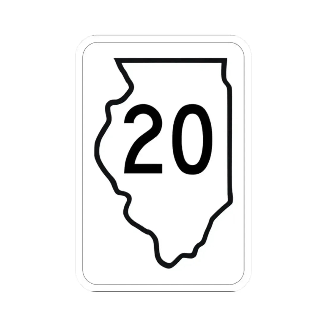 Illinois 20 1950 (Illinois) (Road Sign) STICKER Vinyl Kiss-Cut Decal 2 Inch White - The Sticker Space