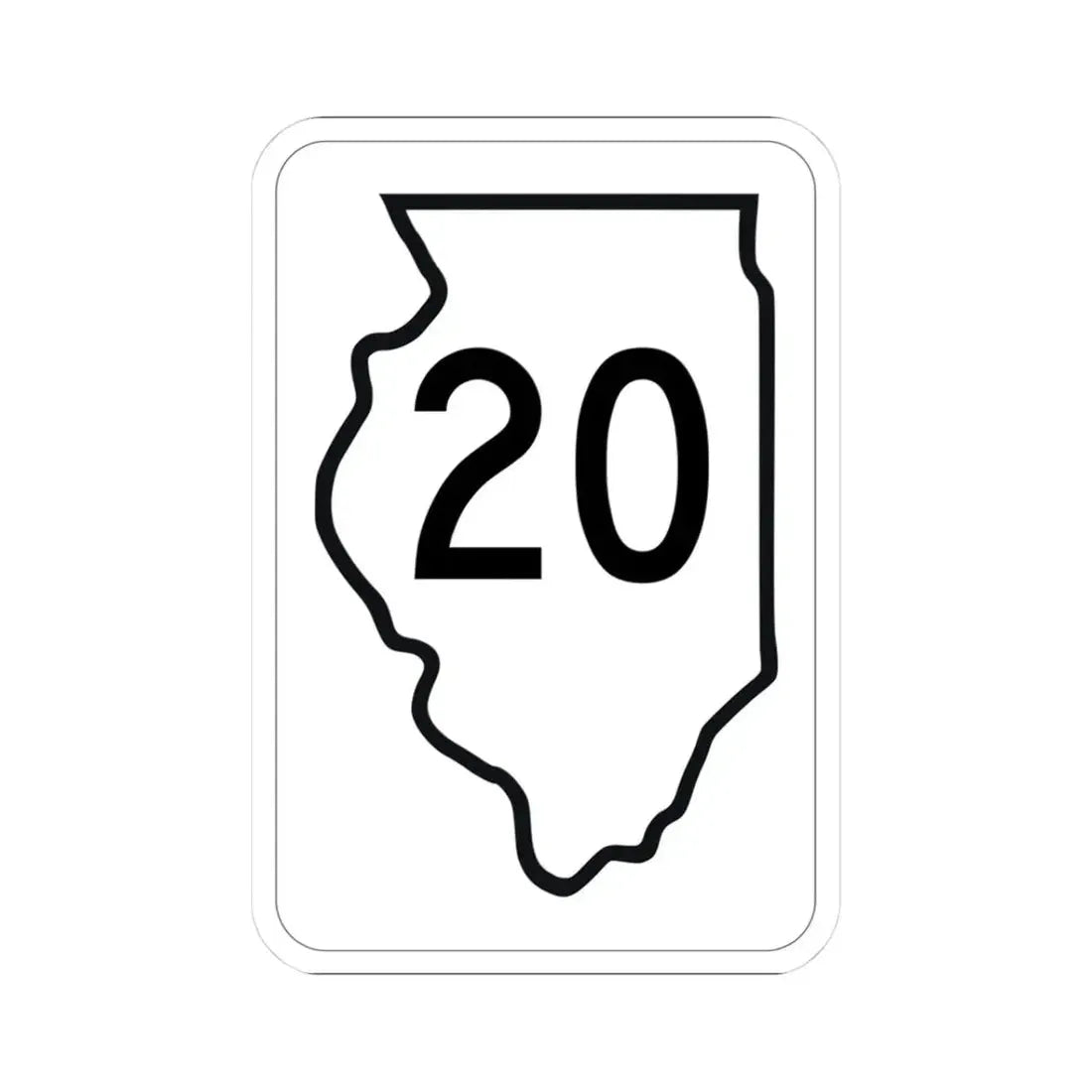 Illinois 20 1950 (Illinois) (Road Sign) STICKER Vinyl Kiss-Cut Decal 3 Inch White - The Sticker Space