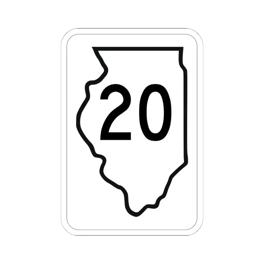 Illinois 20 1950 (Illinois) (Road Sign) STICKER Vinyl Kiss-Cut Decal 6 Inch White - The Sticker Space