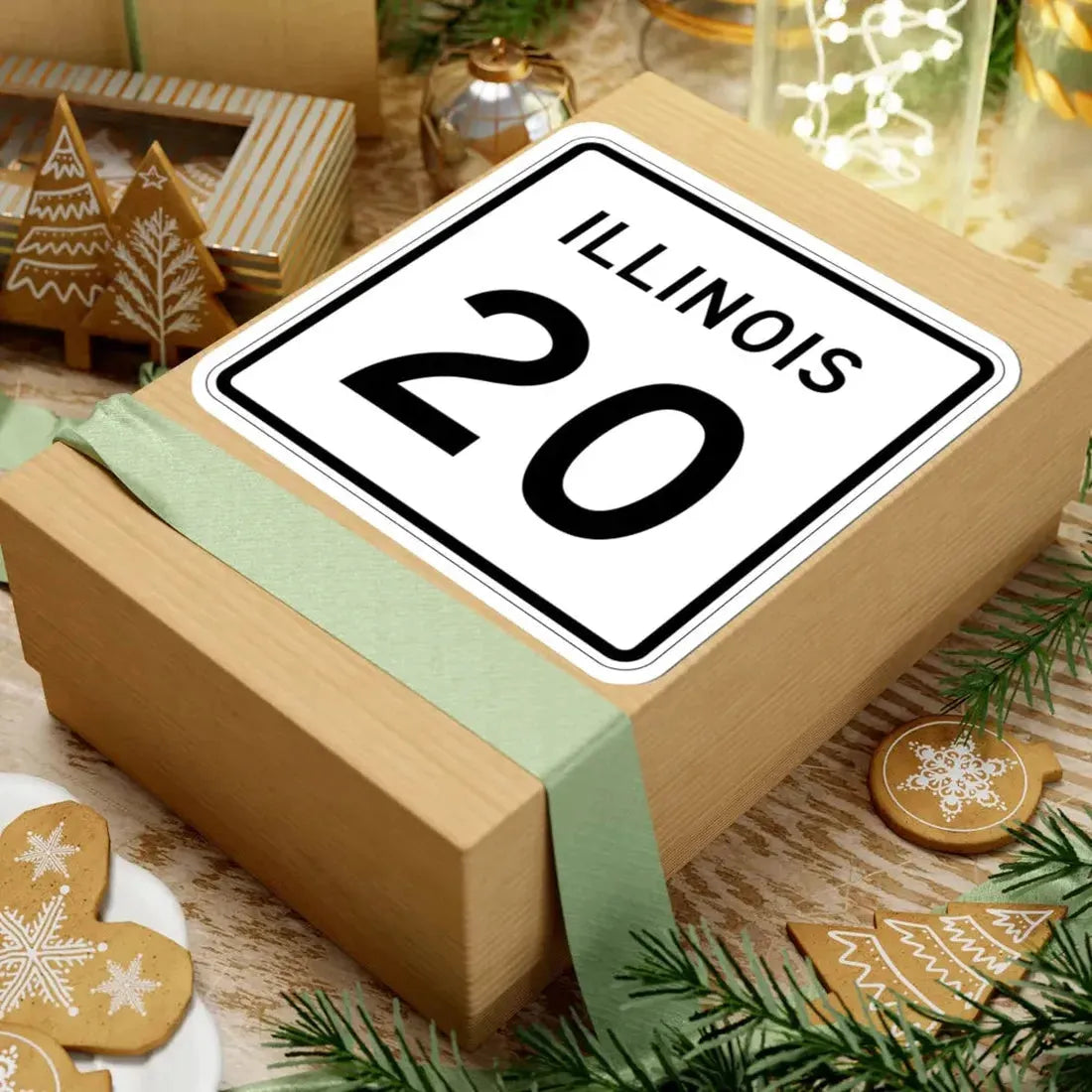 Illinois 20 (Illinois) (Road Sign) STICKER Vinyl Kiss-Cut Decal - The Sticker Space