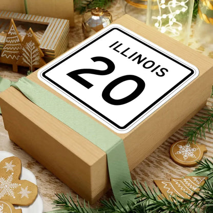 Illinois 20 (Illinois) (Road Sign) STICKER Vinyl Kiss-Cut Decal - The Sticker Space