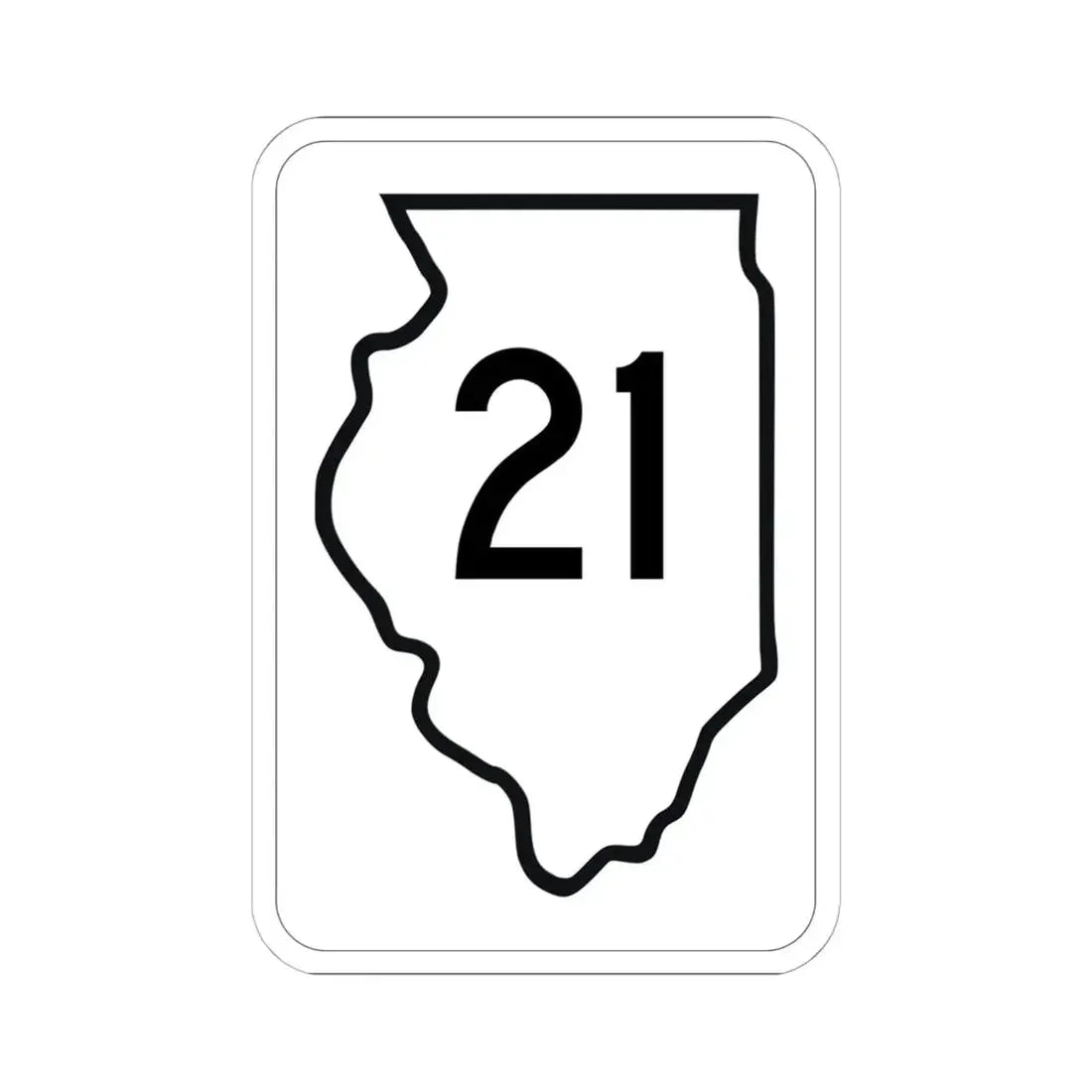 Illinois 21 1950 (Illinois) (Road Sign) STICKER Vinyl Kiss-Cut Decal 6 Inch White - The Sticker Space