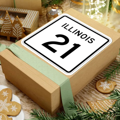 Illinois 21 (Illinois) (Road Sign) STICKER Vinyl Kiss-Cut Decal - The Sticker Space
