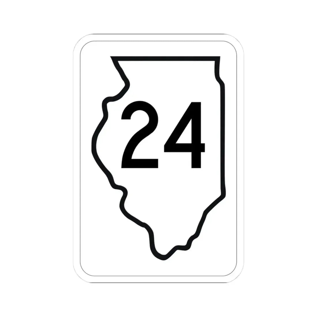 Illinois 24 1950 (Illinois) (Road Sign) STICKER Vinyl Kiss-Cut Decal 3 Inch White - The Sticker Space