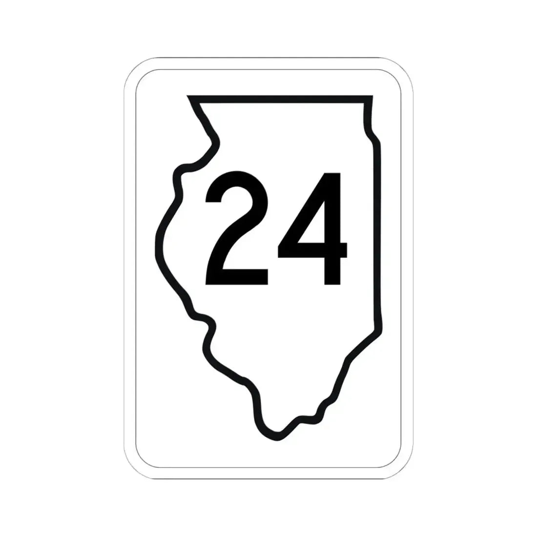 Illinois 24 1950 (Illinois) (Road Sign) STICKER Vinyl Kiss-Cut Decal 6 Inch White - The Sticker Space