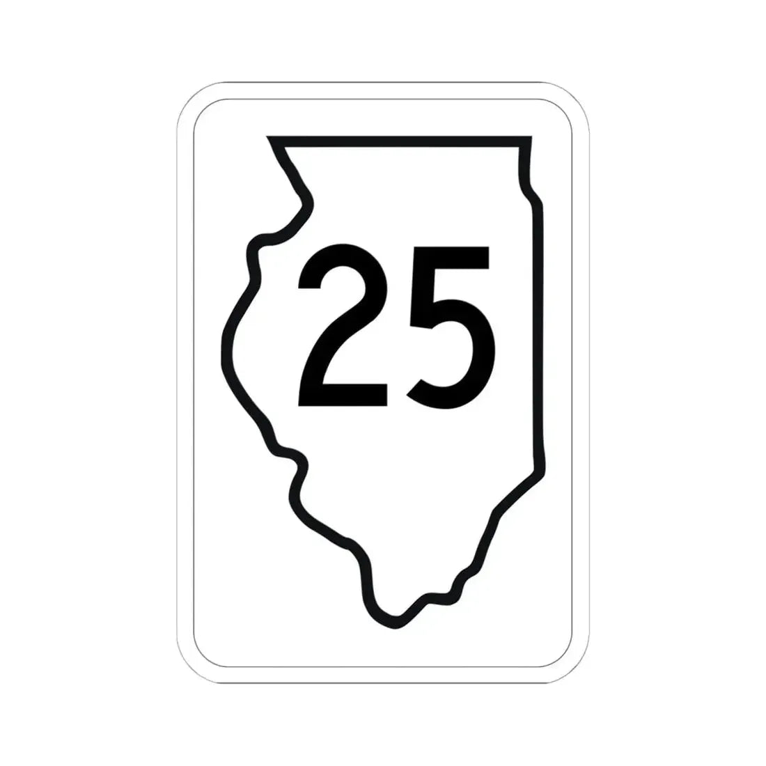 Illinois 25 1950 (Illinois) (Road Sign) STICKER Vinyl Kiss-Cut Decal 6 Inch White - The Sticker Space