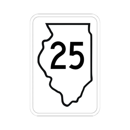 Illinois 25 1950 (Illinois) (Road Sign) STICKER Vinyl Kiss-Cut Decal 6 Inch White - The Sticker Space