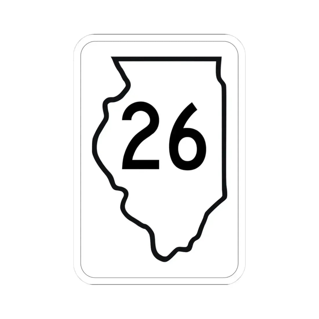 Illinois 26 1950 (Illinois) (Road Sign) STICKER Vinyl Kiss-Cut Decal 3 Inch White - The Sticker Space