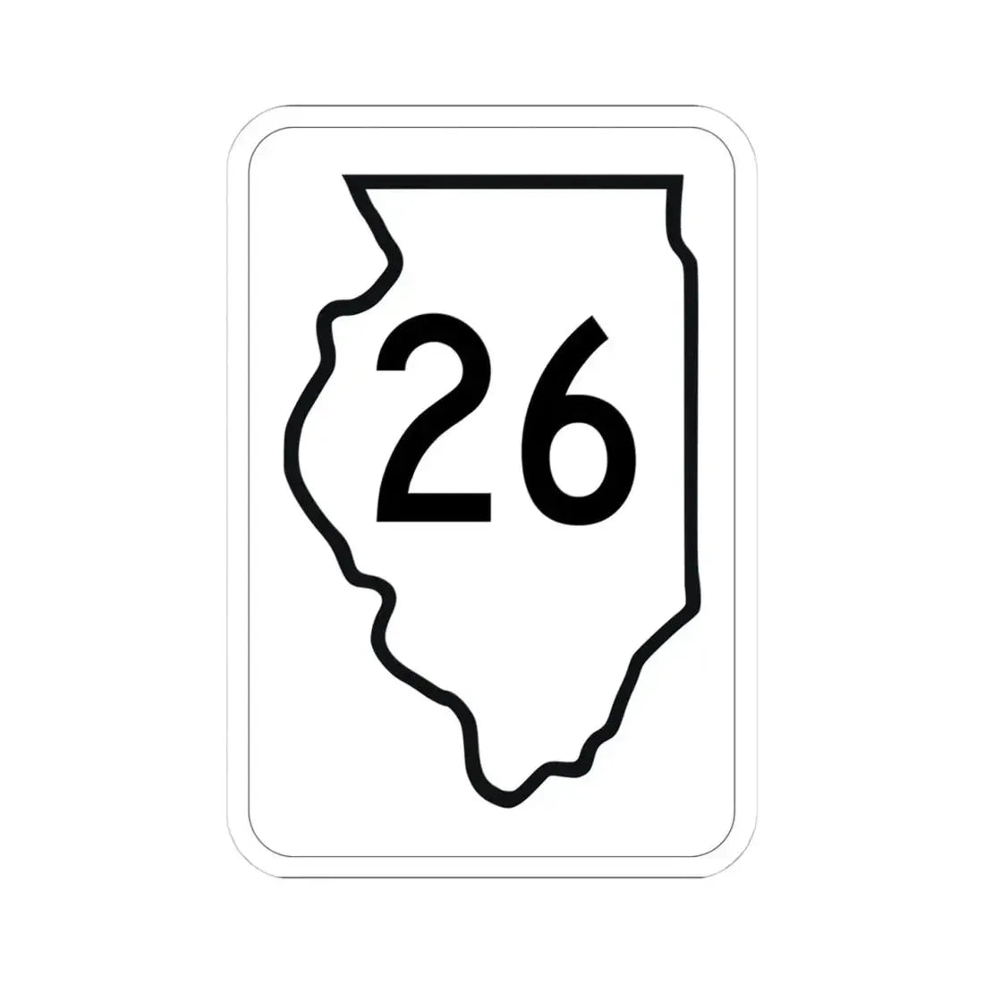Illinois 26 1950 (Illinois) (Road Sign) STICKER Vinyl Kiss-Cut Decal 4 Inch White - The Sticker Space