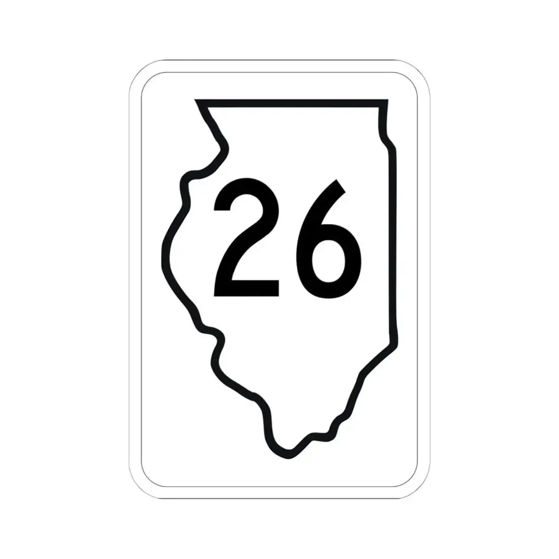 Illinois 26 1950 (Illinois) (Road Sign) STICKER Vinyl Kiss-Cut Decal 6 Inch White - The Sticker Space