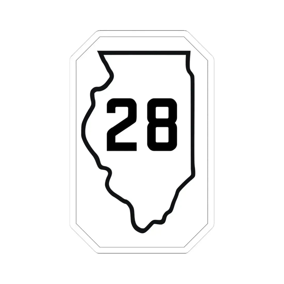 Illinois 28 1926 (Illinois) (Road Sign) STICKER Vinyl Kiss-Cut Decal 3 Inch White - The Sticker Space