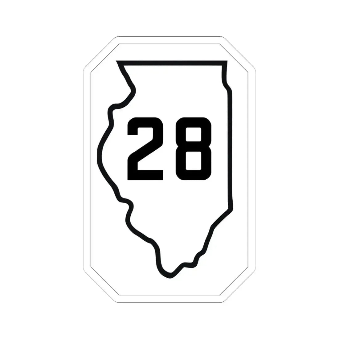Illinois 28 1926 (Illinois) (Road Sign) STICKER Vinyl Kiss-Cut Decal 4 Inch White - The Sticker Space