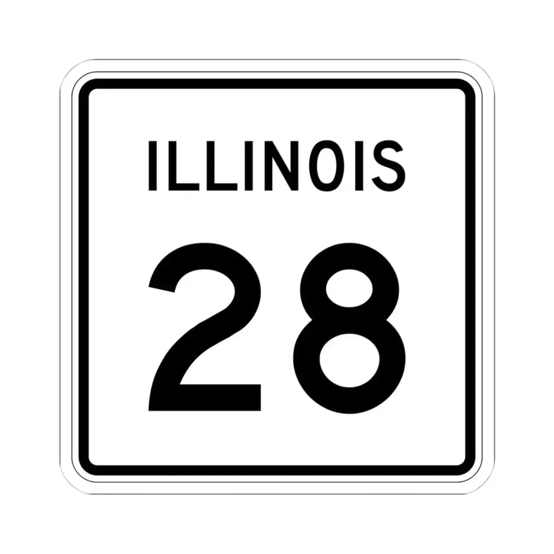 Illinois 28 (Illinois) (Road Sign) STICKER Vinyl Kiss-Cut Decal 4 Inch White - The Sticker Space